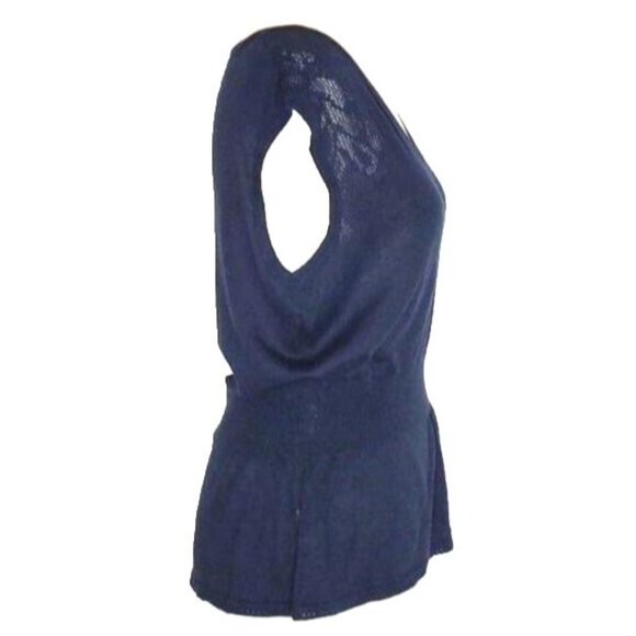 Ann Taylor Sleeveless Knit Top S Navy Lightweight Cotton - Picture 6 of 9